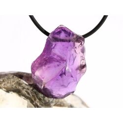 Amethyst mittelhell Kristall / Rohstein angetrommelt (Trommelstein) gebohrt - AAA-Sonderqualitt - Raritt - ca. 3,5 cm x 2,6 cm x 1,5 cm