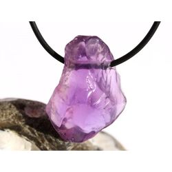 Amethyst mittelhell Kristall / Rohstein angetrommelt (Trommelstein) gebohrt - AAA-Sonderqualitt - Raritt - ca. 3,5 cm x 2,5 cm x 1,9 cm