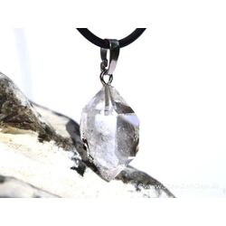 Herkimer Diamant Doppelender Kristall Anhnger Silberse Schmucksdose - Sonderqualitt - Raritt - ca. 3,1 cm x 1,3 cm x 1 cm