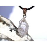 Herkimer Diamant Doppelender Kristall Anhänger Silberöse Schmucksdose - Sonderqualität - Rarität - ca. 3,1 cm x 1,3 cm x 1 cm