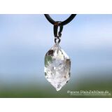 Herkimer Diamant Doppelender Kristall Anhänger Silberöse Schmucksdose - Sonderqualität - Rarität - ca. 3,1 cm x 1,3 cm x 1 cm