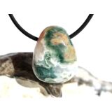 Ozeanachat Trommelstein gebohrt (Ozeanchalcedon /...