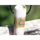 Ozeanachat XXXL Schmuckstein "Griffel" gebohrt (Ozeanchalcedon / Ozeanjaspis) - AA-Sonderqualität - ca. 10 cm x 2 cm / 0,6 cm