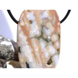 Ozeanachat XXL Schmuckstein Cabochon / Scheibenstein gebohrt (Ozeanchalcedon / Ozeanjaspis) - Sonderqualität - ca. 4,5 cm x 2,8 cm x 1 cm