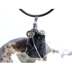 Turmalin schwarz (Schörl) Kristall / Rohstein Anhänger Öse - Sonderqualität - ca. 4 cm x 1,7 cm x 1,6 cm