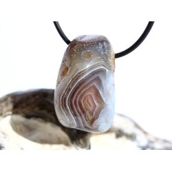 Achat braun-rosa-wei� (Botswana) Trommelstein gebohrt -...