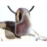 Achat braun-rosa-weiß (Botswana) Trommelstein gebohrt - ca. 3,2 cm x 2 cm x 2,3 cm