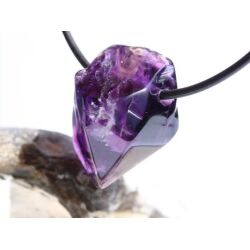 Amethyst dunkel "Morion" Kristallspitze / Rohstein angetrommelt, gebohrt - AA-Sonderqualität - ca. 2,6 cm x 1,8 cm x 1,7 cm