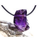 Amethyst dunkel "Morion" Kristallspitze / Rohstein angetrommelt, gebohrt - AA-Sonderqualität - ca. 2,6 cm x 1,8 cm x 1,7 cm