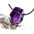 Amethyst dunkel "Morion" Kristallspitze / Rohstein angetrommelt, gebohrt - AA-Sonderqualität - ca. 2,6 cm x 1,8 cm x 1,7 cm