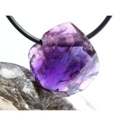 Amethyst dunkel Kristallspitze / Rohstein angetrommelt, gebohrt - AA-Sonderqualität - ca. 2,5 cm x 2,4 cm x 1,4 cm