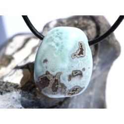 Larimar XL Trommelstein gebohrt (Pektolith blau) - Rarität - ca. 3,5 cm x 2,8 cm x 1,6 cm