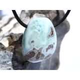 Larimar XL Trommelstein gebohrt (Pektolith blau) - Rarität - ca. 3,5 cm x 2,8 cm x 1,6 cm