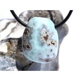 Larimar XL Trommelstein gebohrt (Pektolith blau) - Rarität - ca. 3,5 cm x 2,8 cm x 1,6 cm