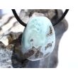 Larimar XL Trommelstein gebohrt (Pektolith blau) - Rarität - ca. 3,5 cm x 2,8 cm x 1,6 cm