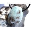 Larimar XL Trommelstein gebohrt (Pektolith blau) - Rarität - ca. 3,5 cm x 2,8 cm x 1,6 cm