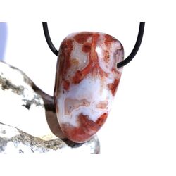 Achat rot (Fleischachat) XXL Trommelstein gebohrt - Sonderqualitt - ca. 4 cm x 2,5 cm x 1,5 cm