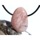 Erdbeerquarz Trommelstein gebohrt - Sonderqualität - ca. 2,7 cm x 1,9 cm x 1,2 cm