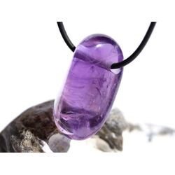 Amethyst mittelhell Trommelstein / Schmuckstein gebohrt - AA-Sonderqualitt - ca. 3,4 cm x 2 cm x 1,6 cm