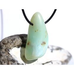Andenopal trkis  (Chrysopal) XXL Trommelstein gebohrt - Raritt - Sonderqualitt - ca. 4,1 cm x 2 cm x 1,6 cm