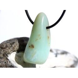 Andenopal trkis  (Chrysopal) XXL Trommelstein gebohrt - Raritt - Sonderqualitt - ca. 4,1 cm x 2 cm x 1,6 cm