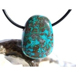 Chrysokoll Trommelstein / Scheibenstein gebohrt -...