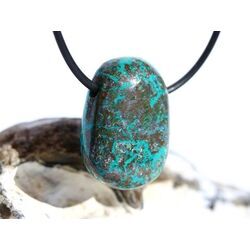 Chrysokoll Trommelstein / Scheibenstein gebohrt - Sonderqualit�t - ca. 2,9 cm x 2,1 cm x 1,3 cm