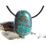 Chrysokoll Trommelstein / Scheibenstein gebohrt - Sonderqualität - ca. 2,9 cm x 2,1 cm x 1,3 cm