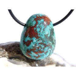 Chrysokoll Trommelstein gebohrt - Sonderqualit�t - ca. 2,8 cm x 2,2 cm x 1,4 cm