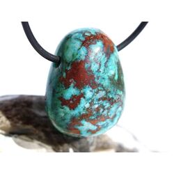 Chrysokoll Trommelstein gebohrt - Sonderqualit�t - ca. 2,8 cm x 2,2 cm x 1,4 cm