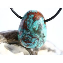 Chrysokoll Trommelstein gebohrt - Sonderqualit�t - ca. 2,8 cm x 2,2 cm x 1,4 cm