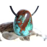 Chrysokoll Trommelstein gebohrt - Sonderqualität - ca. 2,8 cm x 2,2 cm x 1,4 cm