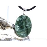 Seraphinit (Klinochlor) XXL Schmuckstein Cabochon Anhänger Silberöse - AA-Sonderqualität - Handarbeit - ca. 5,1 cm x 3 cm x 0,8 cm