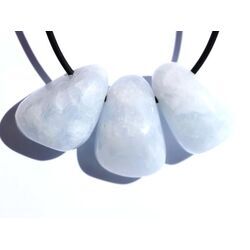 Calcit blau Trommelsteine gebohrt - ca. 3,2 - 3,6 cm / ca. 21-23 g/St