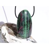 Rubin-Zoisit (Anyolith) XXXL Schmuckstein / Trommelstein gebohrt - AA-Sonderqualität - ca. 5,7 cm x 3,1 cm x 1,4 cm