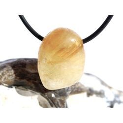 Citrin (gebr.) Trommelstein gebohrt - ca. 2,3 cm x 1,6 cm x 1,9 cm