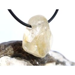 Citrin (gebr.) Regenbogenkristall Trommelstein gebohrt - ca. 2,7 cm x 2,1 cm x 1,3 cm