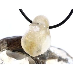 Citrin (gebr.) Regenbogenkristall Trommelstein gebohrt - ca. 2,7 cm x 2,1 cm x 1,3 cm