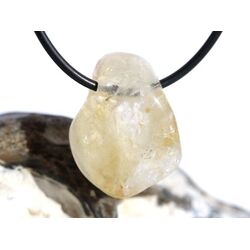 Citrin (gebr.) Regenbogenkristall Trommelstein gebohrt - ca. 2,7 cm x 2,1 cm x 1,3 cm