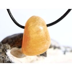 Calcit orange (Orangencalcit) Trommelstein gebohrt -...