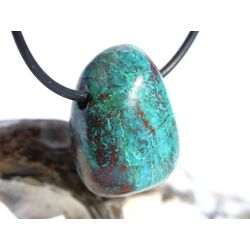 Chrysokoll mit Malachit Trommelstein gebohrt - Sonderqualit�t - ca. 2,7 cm x 1,9 cm x 1,5 cm