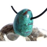 Chrysokoll mit Malachit Trommelstein gebohrt - Sonderqualität - ca. 2,7 cm x 1,9 cm x 1,5 cm