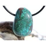 Chrysokoll mit Malachit Trommelstein gebohrt - Sonderqualität - ca. 2,7 cm x 1,9 cm x 1,5 cm