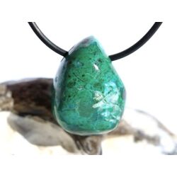 Chrysokoll Trommelstein / Schmuckstein gebohrt - Sonderqualit�t - ca. 2,6 cm x 2 cm x 1,9 cm - Sonderpreis wg. Makel -