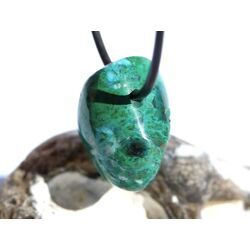 Chrysokoll Trommelstein / Schmuckstein gebohrt - Sonderqualit�t - ca. 2,6 cm x 2 cm x 1,9 cm - Sonderpreis wg. Makel -