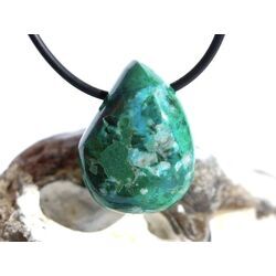 Chrysokoll Trommelstein / Schmuckstein gebohrt - Sonderqualit�t - ca. 2,6 cm x 2 cm x 1,9 cm - Sonderpreis wg. Makel -