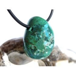 Chrysokoll Trommelstein / Schmuckstein gebohrt - Sonderqualit�t - ca. 2,6 cm x 2 cm x 1,9 cm - Sonderpreis wg. Makel -