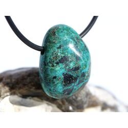 Chrysokoll Trommelstein gebohrt - ca. 2,5 cm x 2 cm x 1,3 cm - Sonderpreis wg.Makel -