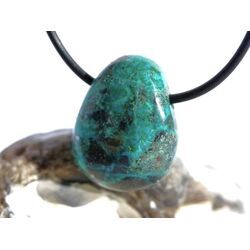 Chrysokoll Trommelstein gebohrt - ca. 2,5 cm x 2 cm x 1,3 cm - Sonderpreis wg.Makel -