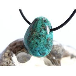 Chrysokoll Trommelstein gebohrt - ca. 2,5 cm x 2 cm x 1,3 cm - Sonderpreis wg.Makel -